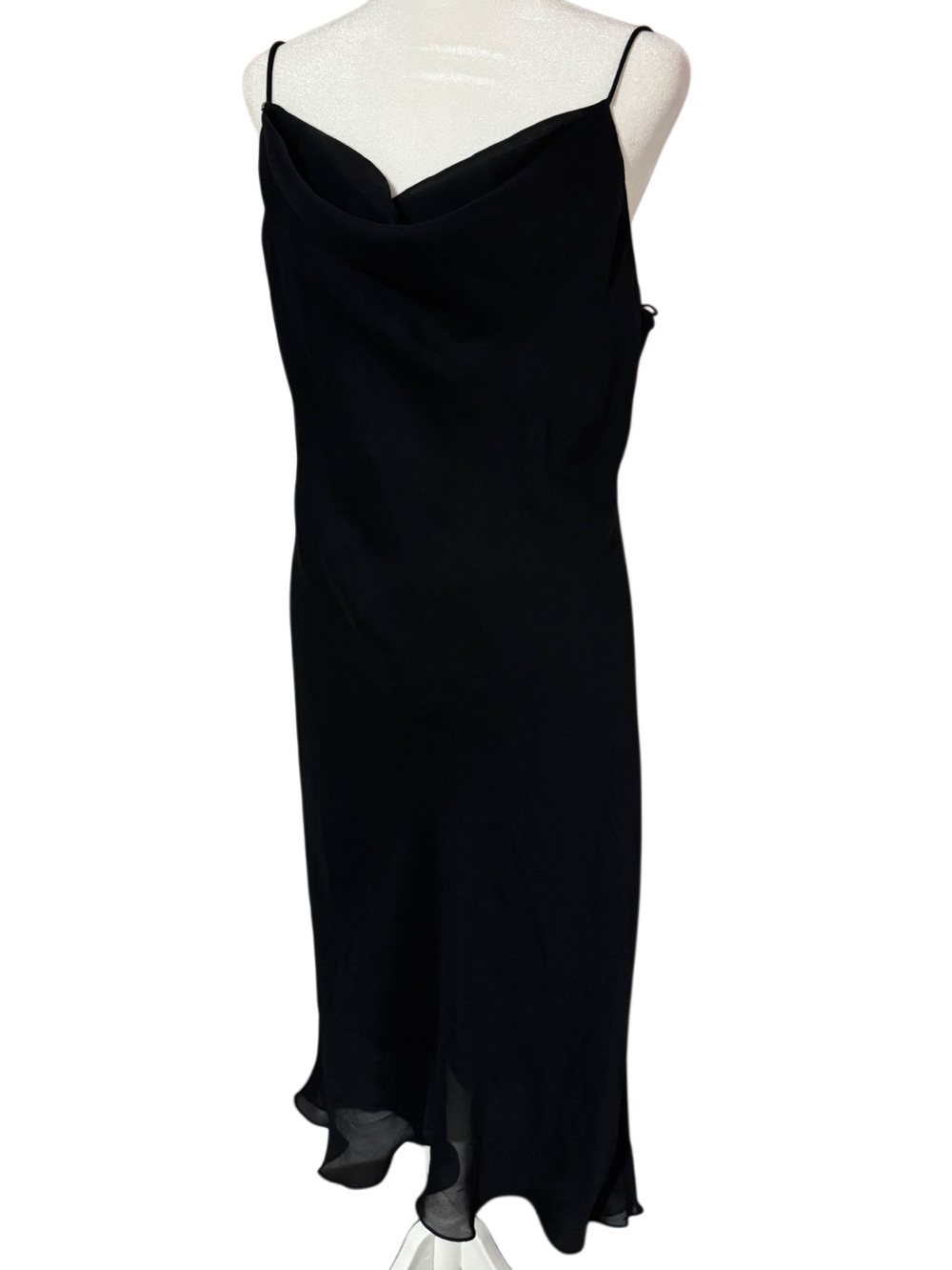 Vintage Be Smart Black Cowl Neck Slip Maxi Dress Size 13/14 Y2K 90s Formal Gown